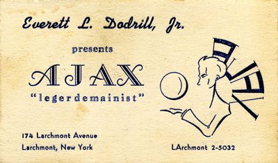 Everett Dodrill, Ajax the Magician Business Card