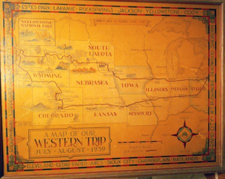 Map created by Paul Meunier of his family trip across the country, owned by Peter Bartels.