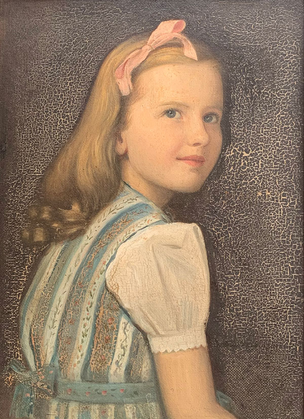Oil portrait of Schmitz-Horning president's daughter (my mother) by artist Carl Fuchs, 1939.