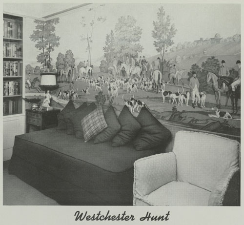 Westchester Hunt Kro-Mura(TM) wallpaper schematic from a Schmitz-Horning Company catalog.